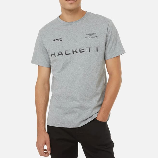 Hackett London Grey AMR Contrast Logo Cotton T-Shirt