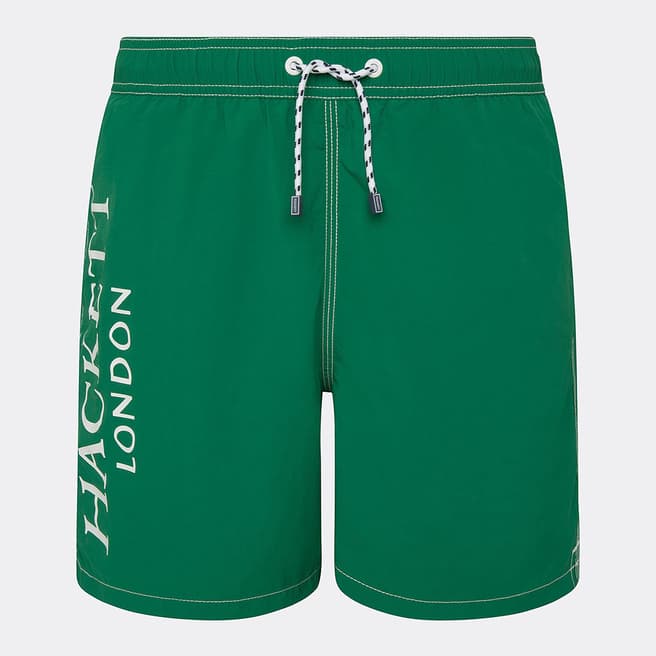 Hackett London Green Logo Design Swim Shorts