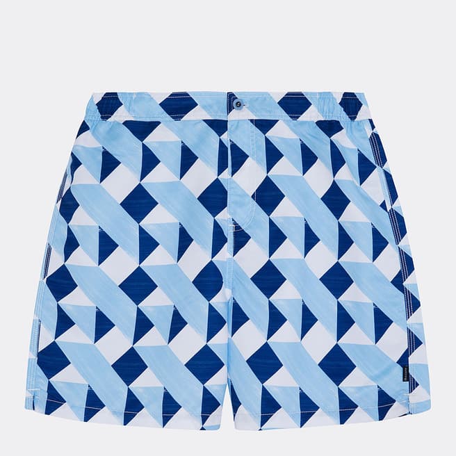 Hackett London Blue Tile Print Swim Shorts