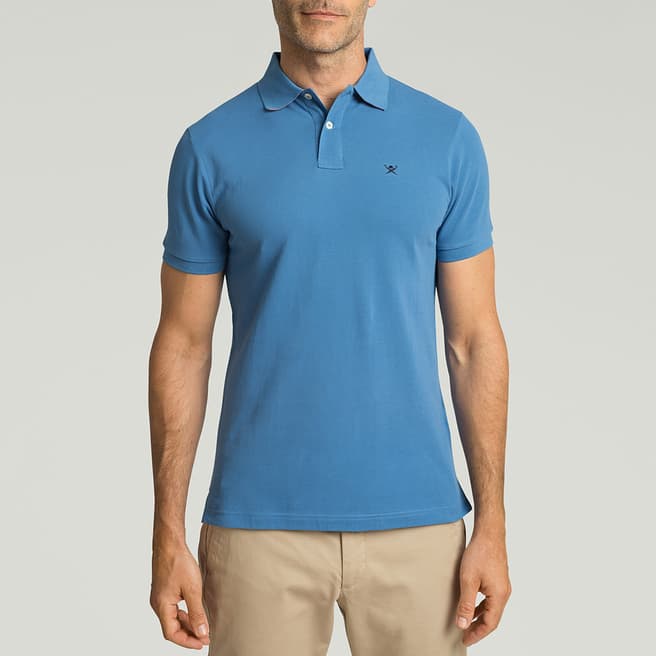 Hackett London Blue Slim Fit Cotton Polo Shirt