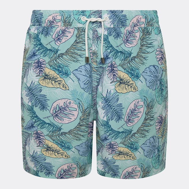 Hackett London Blue Leaf Print Swim Shorts
