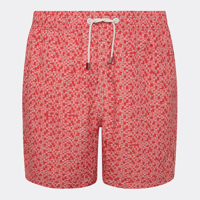 Hackett London Red All Over Print Swim Shorts