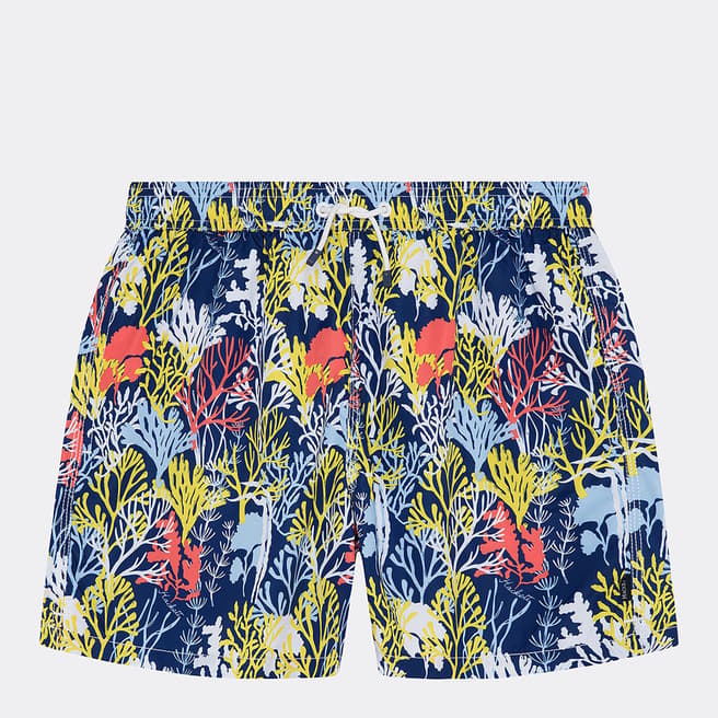 Hackett London Navy Coral Print Swim Shorts