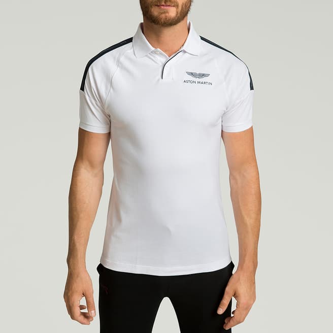 Hackett London White AMR Small Logo Cotton Blend Polo Shirt
