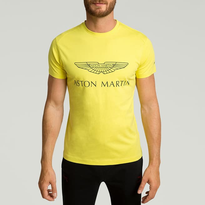 Hackett London Yellow AMR Logo Cotton T-shirt
