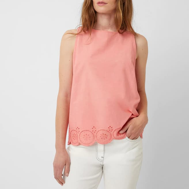 Great Plains Pink Cotton Embroidered Hem Detail Top