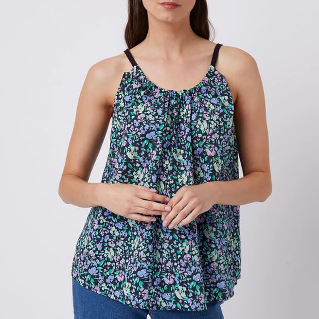 Great Plains Blue Floral Cotton Relaxed Sleeveless Top