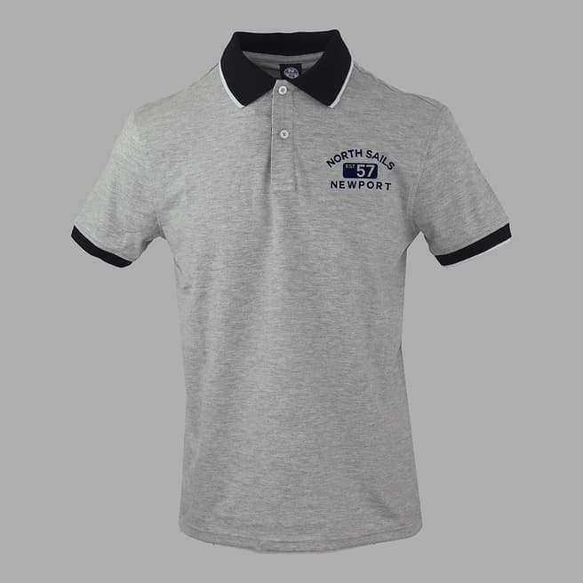 NORTH SAILS Grey Logo Stretch Cotton Polo Shirt