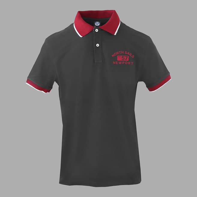 NORTH SAILS Black Logo Stretch Cotton Polo Shirt