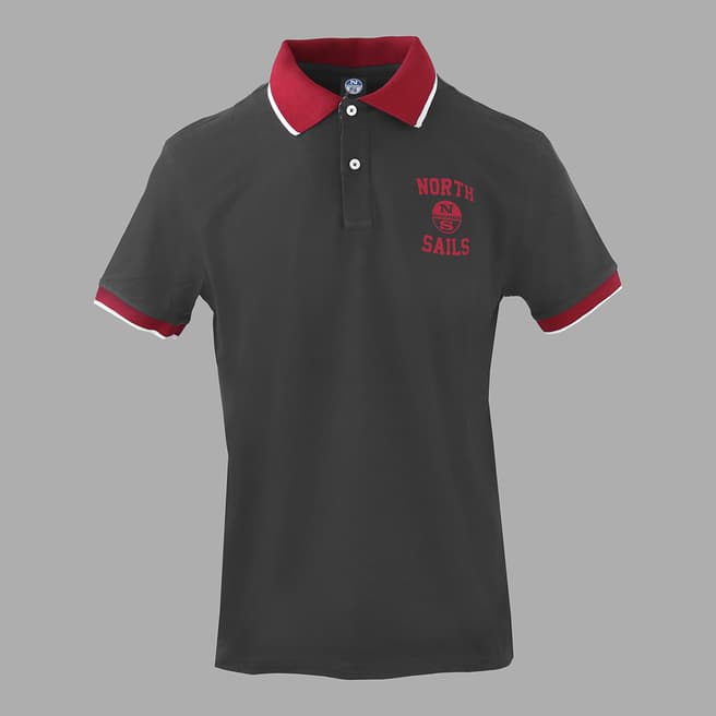 NORTH SAILS Black Chest Logo Stretch Cotton Polo Shirt