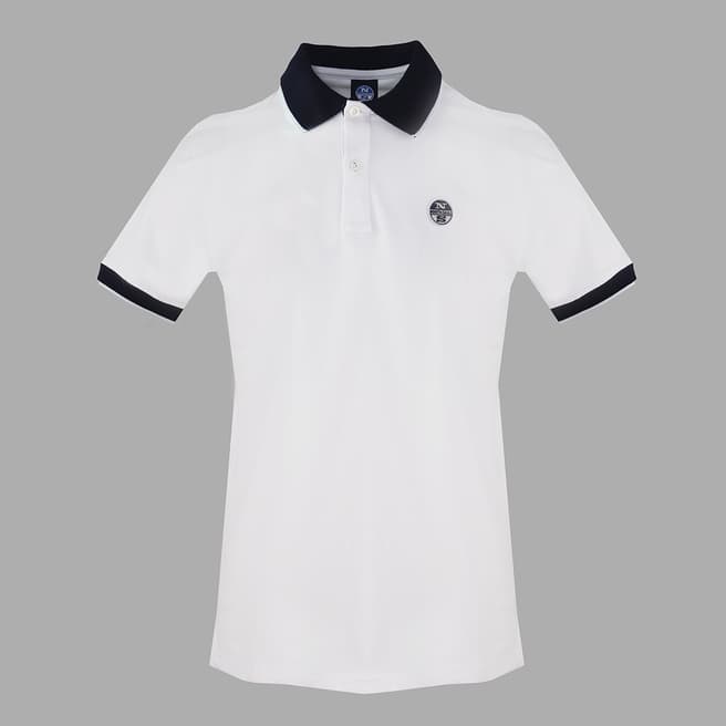 NORTH SAILS White Small Logo Stretch Cotton Polo Shirt