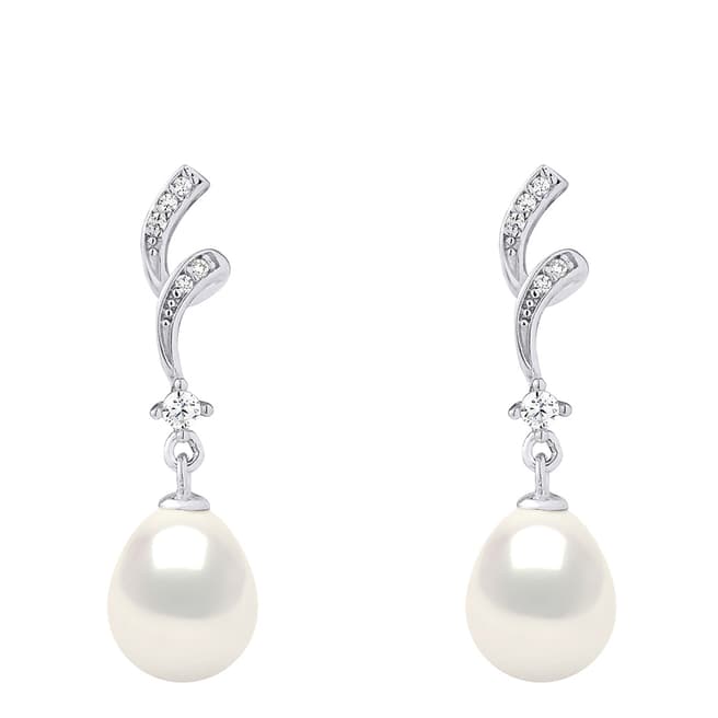 Atelier Pearls Silver/White Whirlpool Real Cultured Freshwater Pearl Earrings