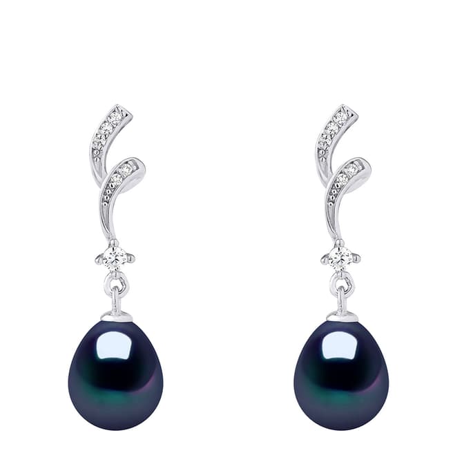 Atelier Pearls Silver/Black Whirlpool Real Cultured Freshwater Pearl Earrings