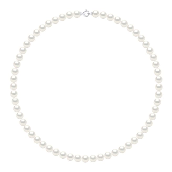 Atelier Pearls Silver/Natural White Row Of Real Freshwater Pearl Necklace