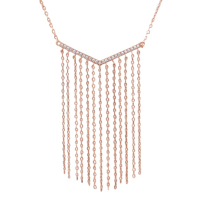 Chloe Collection by Liv Oliver 18K Rose Gold Fringe Embellished Necklace