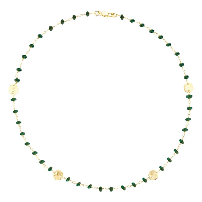 Liv Oliver 18K Gold Emerald Disc Necklace