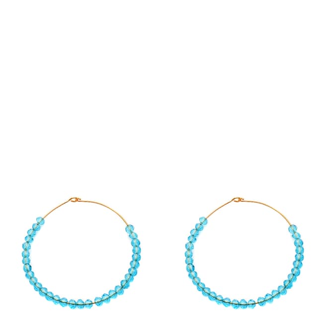 Liv Oliver 18K Gold Blue Topaz Hoop Earrings