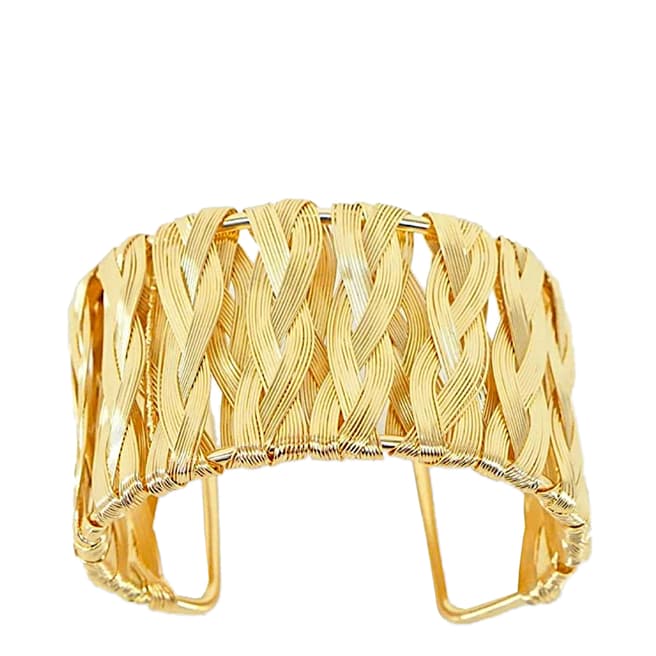 Chloe Collection by Liv Oliver 18K Gold Woven Cuff Bangle