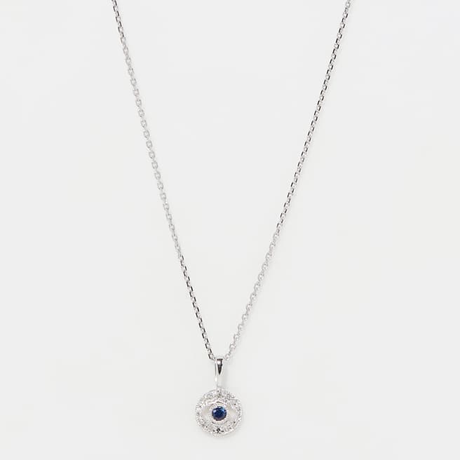 Le Diamantaire Silver/Blue Round Pendant Necklace