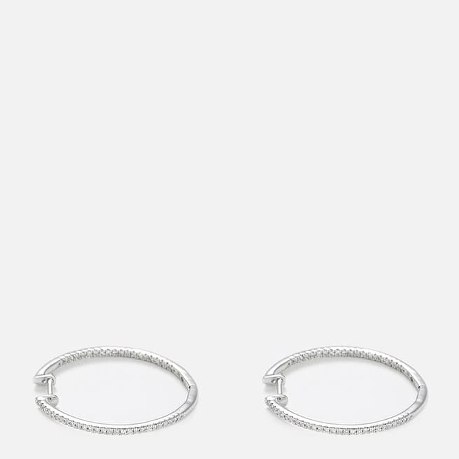 Le Diamantaire Silver Diamond Embellished Thin Hoop Earrings