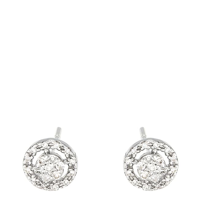 Le Diamantaire Silver Diamond Embellished Round Stud Earrings
