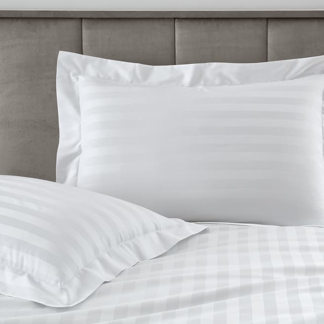 IJP 400TC Pair of Satin Stripe Oxford Pillowcases, White