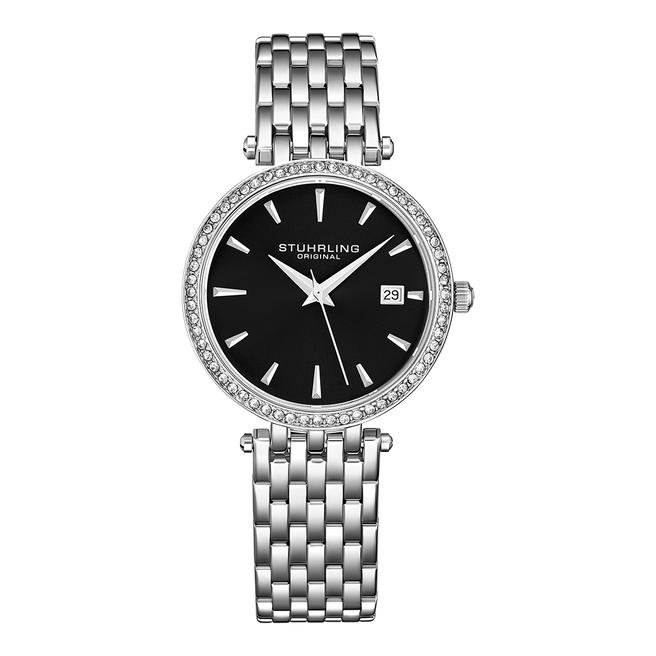Stuhrling Women's Silver/Black Dial Quartz Bracelet Watch