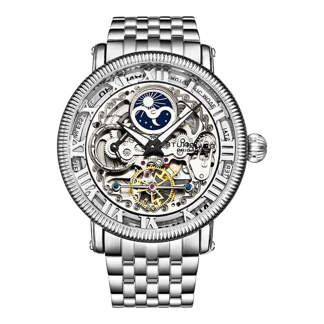 Stuhrling Men's Silver/Black Automatic Bracelet Watch