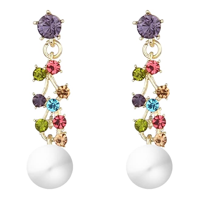 Liv Oliver 18K Gold Multi Color Pearl Drop Earrings