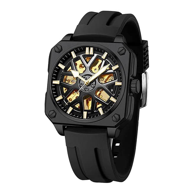Stephen Oliver Black Square Mechanical Skeleton Automatic Watch