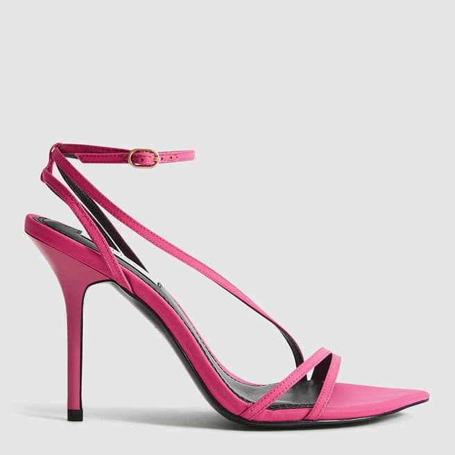 Reiss Pink Adela Textured Strappy Heels