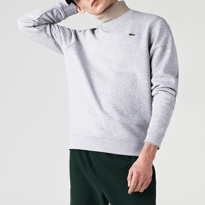 Lacoste Light Grey Cotton Blend Logo Sweatshirt