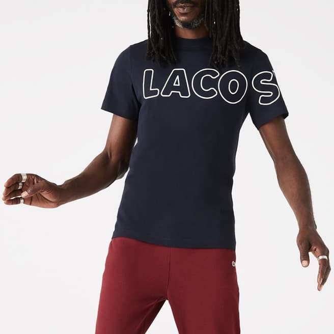 Lacoste Navy Cotton Regular Fit Branded T-Shirt