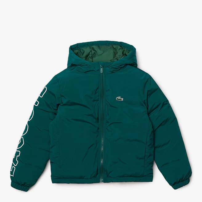 Lacoste Kid Boy's Green Branded Hooded Jacket