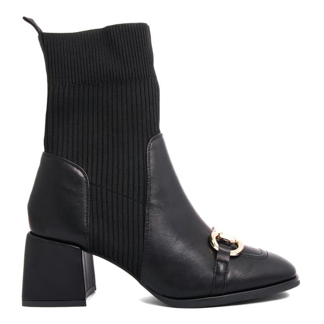 Bluetag Black Gold Chain Ankle Boots