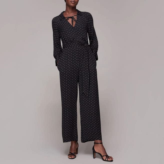 WHISTLES Navy Abby Star Print Jumpsuit