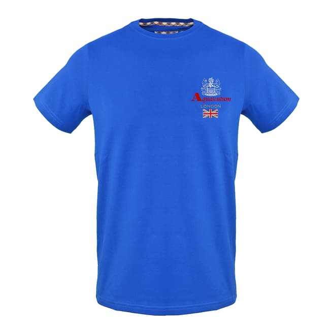Aquascutum Blue Small Chest Logo Cotton T-Shirt