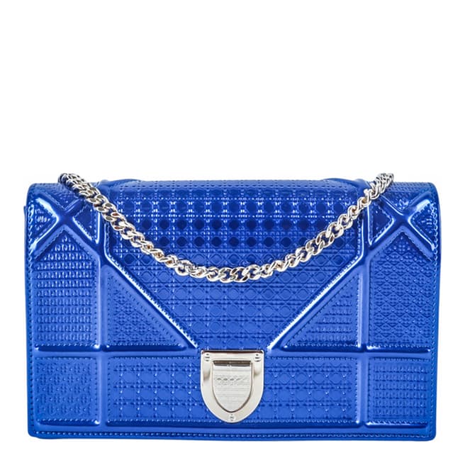 Pre-Loved Dior Blue Small Diorama Wallet On Chain