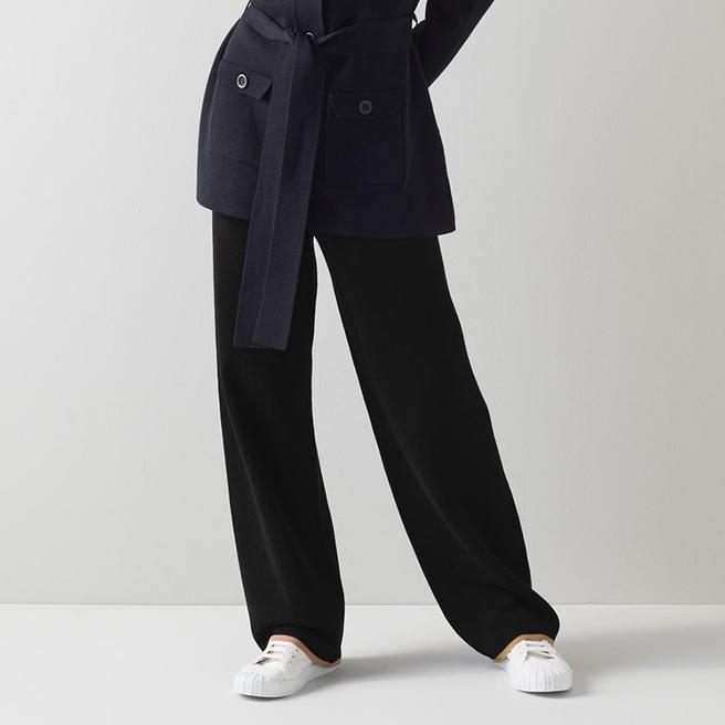 L K Bennett Black Miranda Wool Blend Trousers