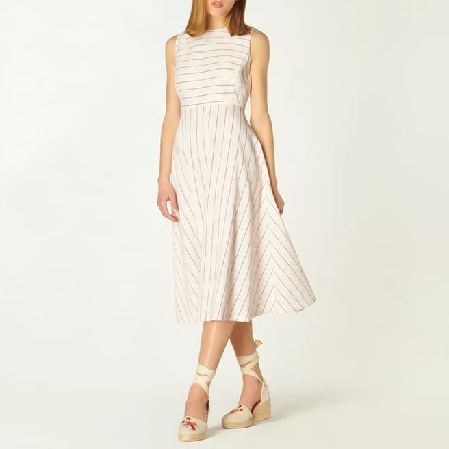 L K Bennett Multi Stripe Clementin Cotton Blend Dress