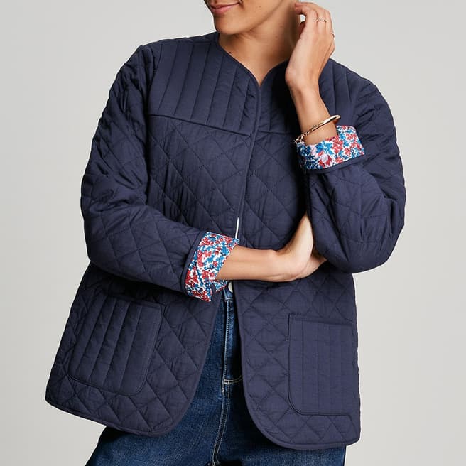 Joules Navy Diamond Quilted Jacket