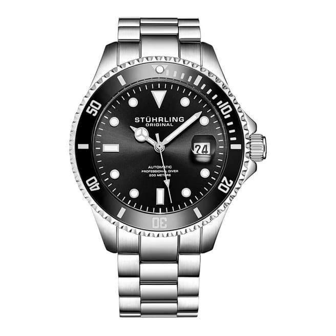 Stuhrling Men's Silver/Black Stuhrling Regatta Automatic Dive Watch 42mm
