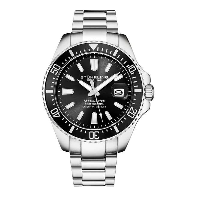 Stuhrling Men's Silver/Red Stuhrling Original Aqua Diver Watch 42mm