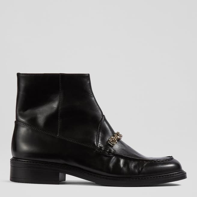 L K Bennett Black Leather Kora Ankle Boots