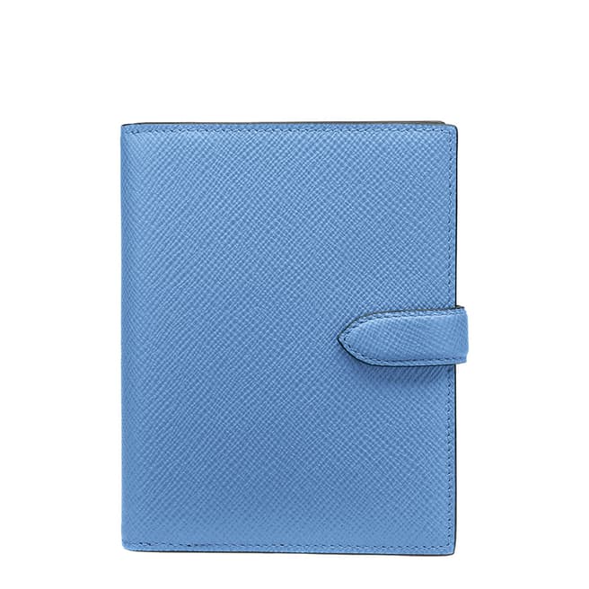 Smythson Nile Blue Panama Pocket Tab Wallet