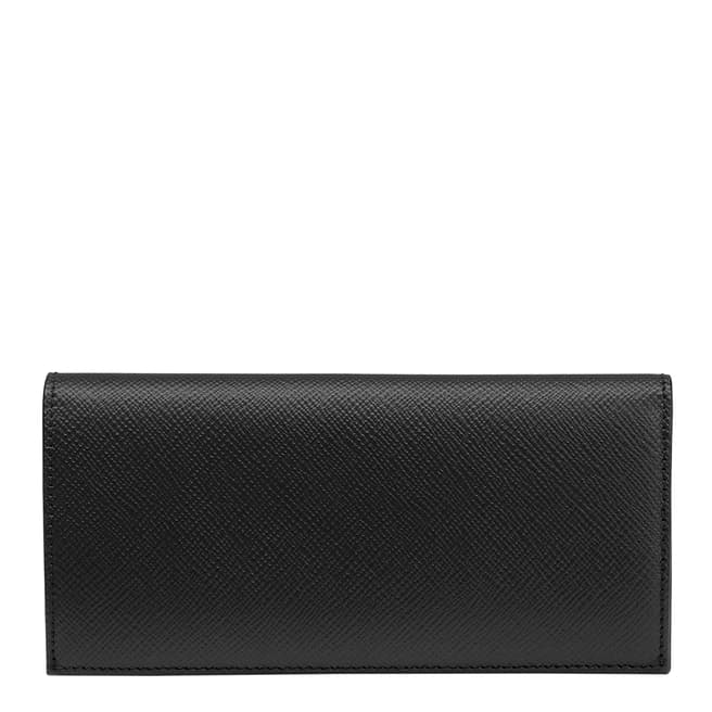 Smythson Black Panama Slim Coat Wallet with Coin Pocket