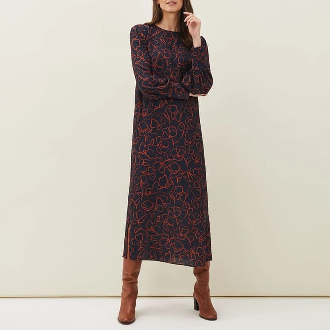 Phase Eight Navy Cosmo Floral Column Dress