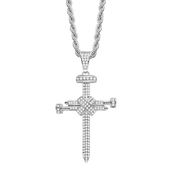 Stephen Oliver Silver Cross Embellished Necklace