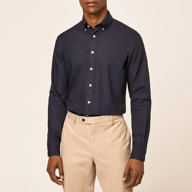 Hackett London Navy Garment Dyed Oxford Cotton Shirt