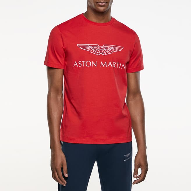 Hackett London Red AMR Chest Logo Cotton T-Shirt